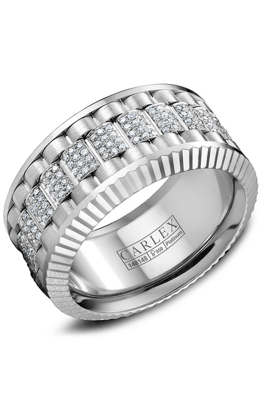 14K White Gold Gents Round Wedding Band