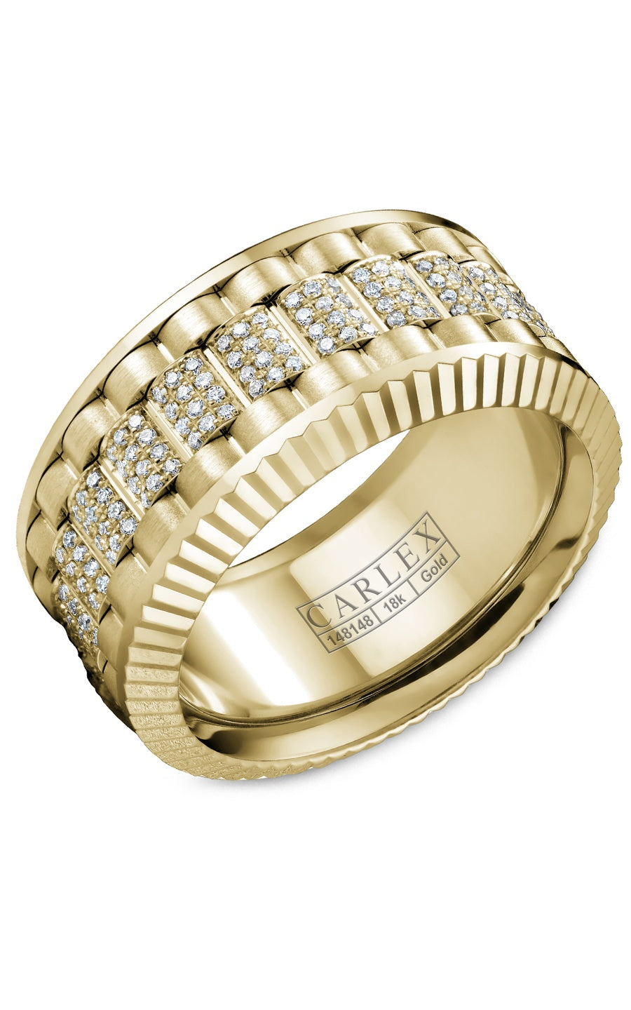18K White Gold Gents Round Diamond Wedding Band