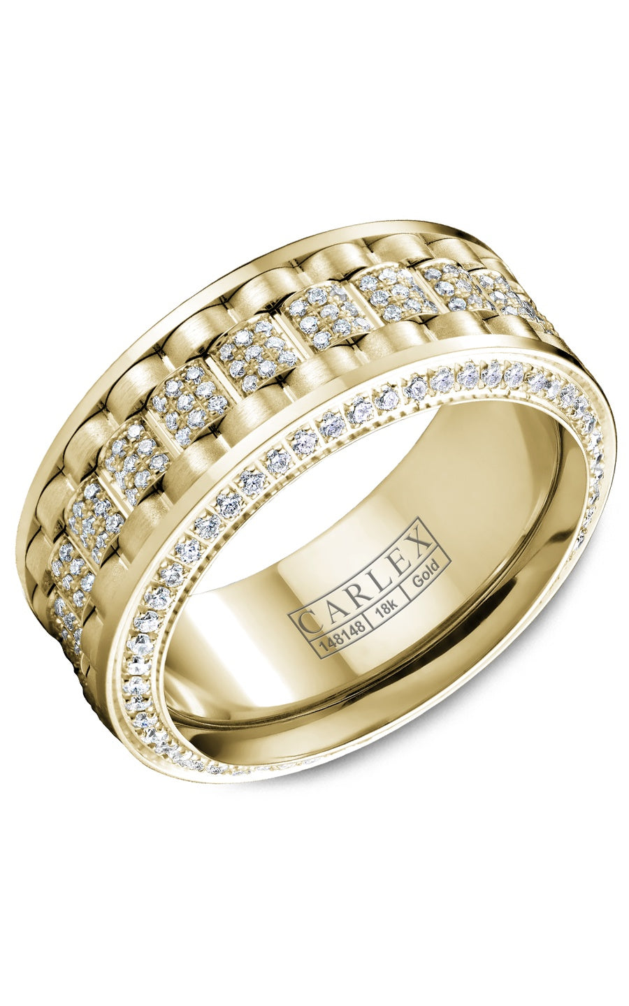 18K White Gold Gents Round Diamond Wedding Band