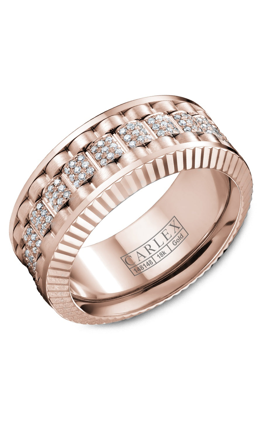 18K White Gold Gents Round Diamond Wedding Band