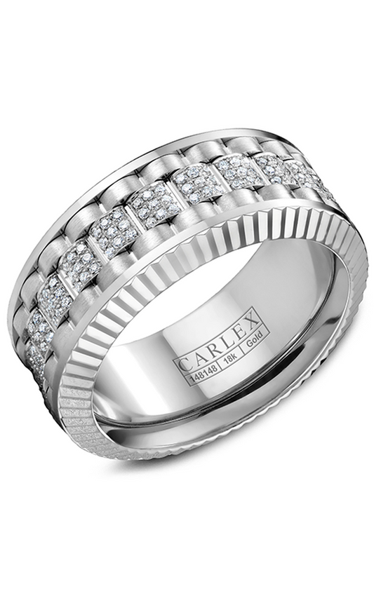 14K White Gold Gents Round Wedding Band