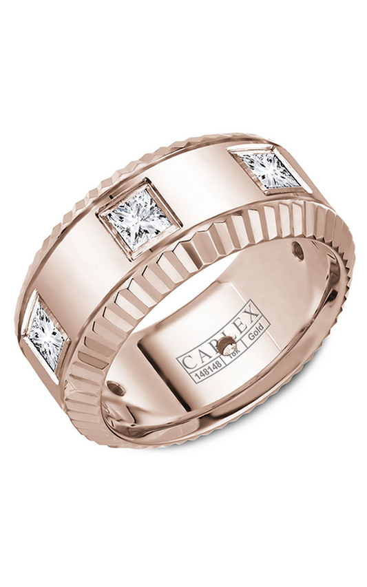 14K Rose Gold Gents Princess Wedding Band