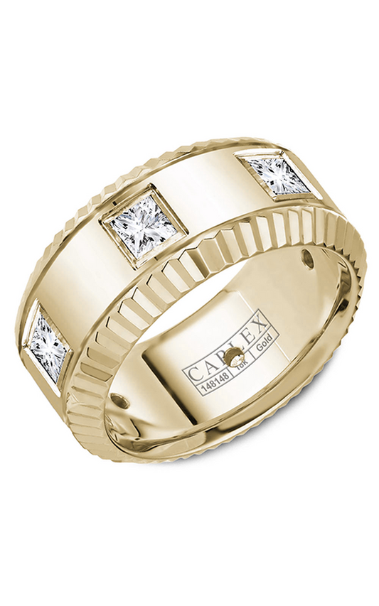 14K Yellow Gold Gents Princess Wedding Band