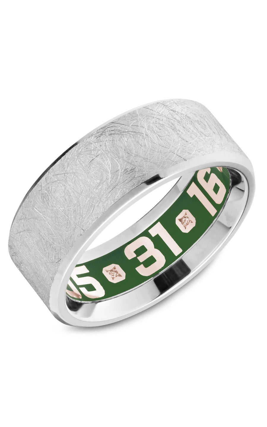 18K White Gold Gents Round Diamond Wedding Band