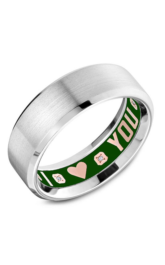 18K White Gold Gents Round Wedding Band