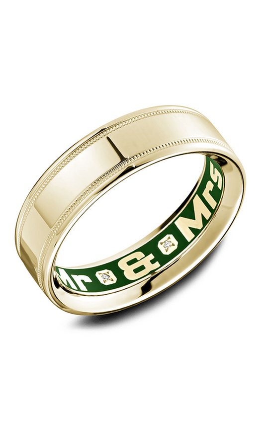 18K Yellow Gold Gents Round Wedding Band