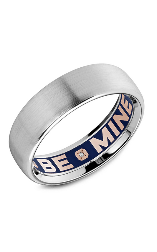18K White Gold Gents Round Wedding Band