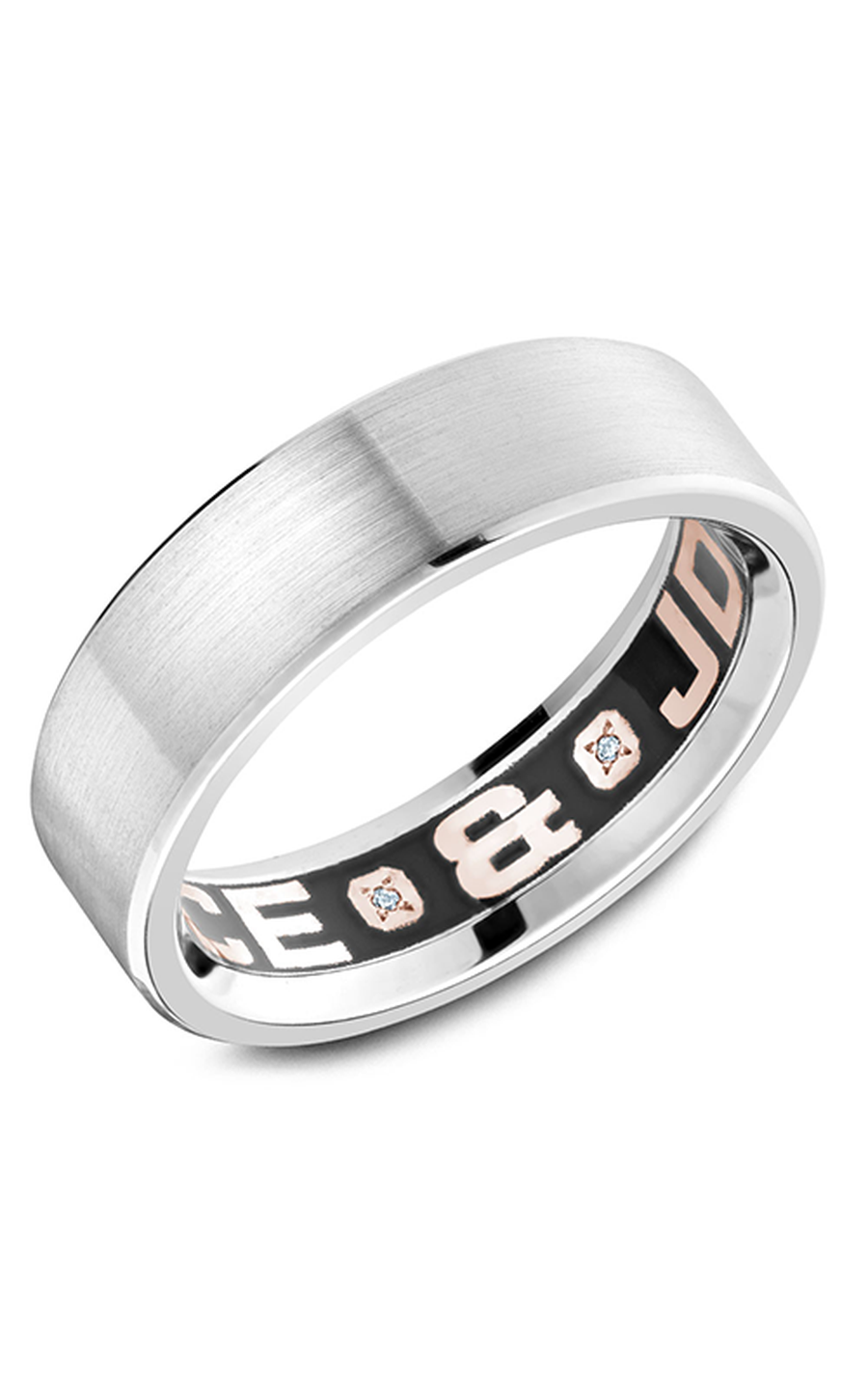 14K White Gold Gents Round Wedding Band