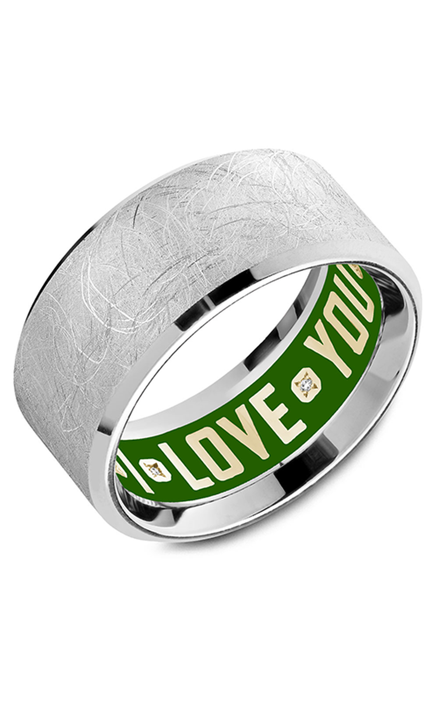 14K White Gold Gents Round Wedding Band