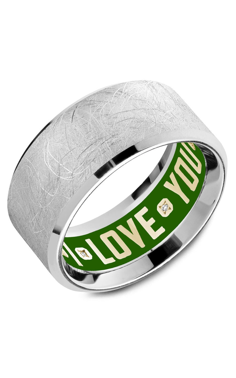 18K White Gold Gents Round Diamond Wedding Band