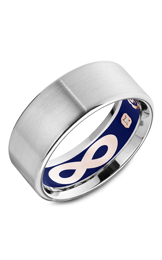 14K White Gold Gents Round Wedding Band