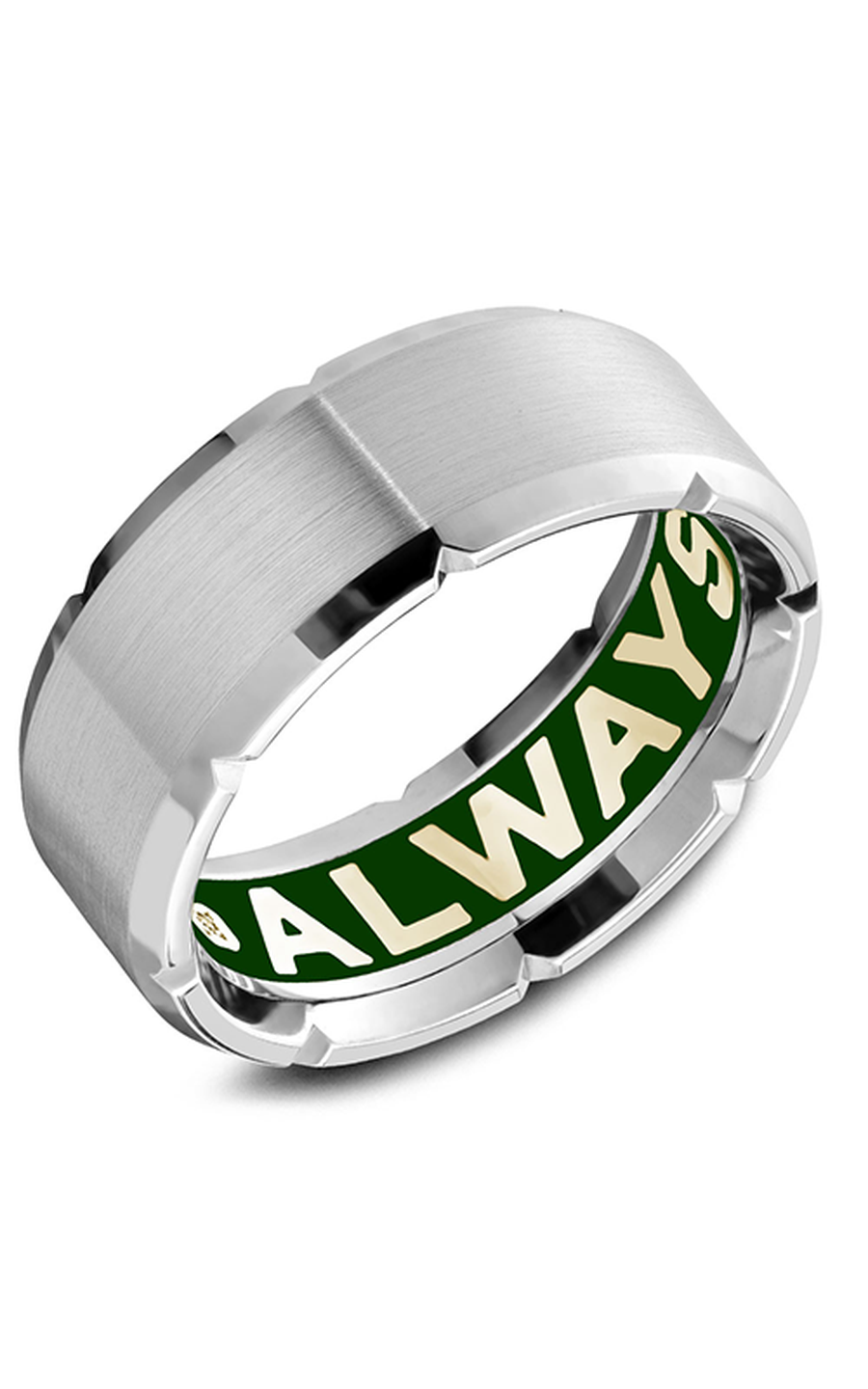 14K White Gold Gents Round Wedding Band