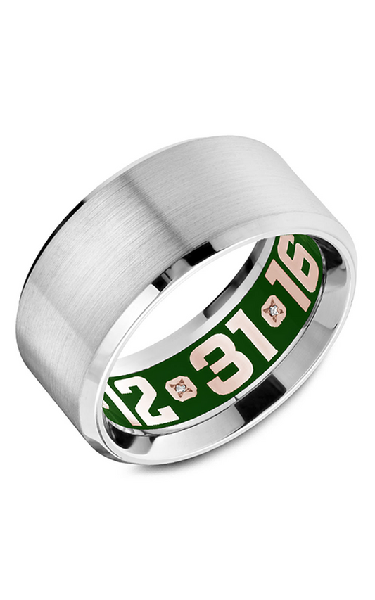 14K White Gold Gents Round Wedding Band
