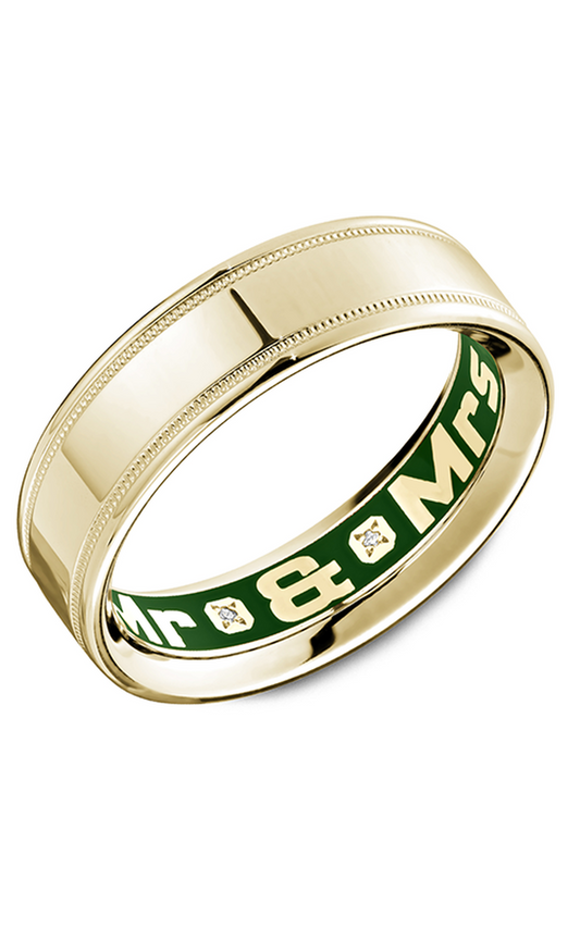 14K Yellow Gold Gents Round Wedding Band