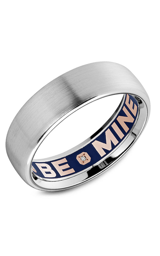 14K White Gold Gents Round Wedding Band