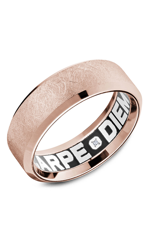 14K Rose Gold Gents Round Wedding Band
