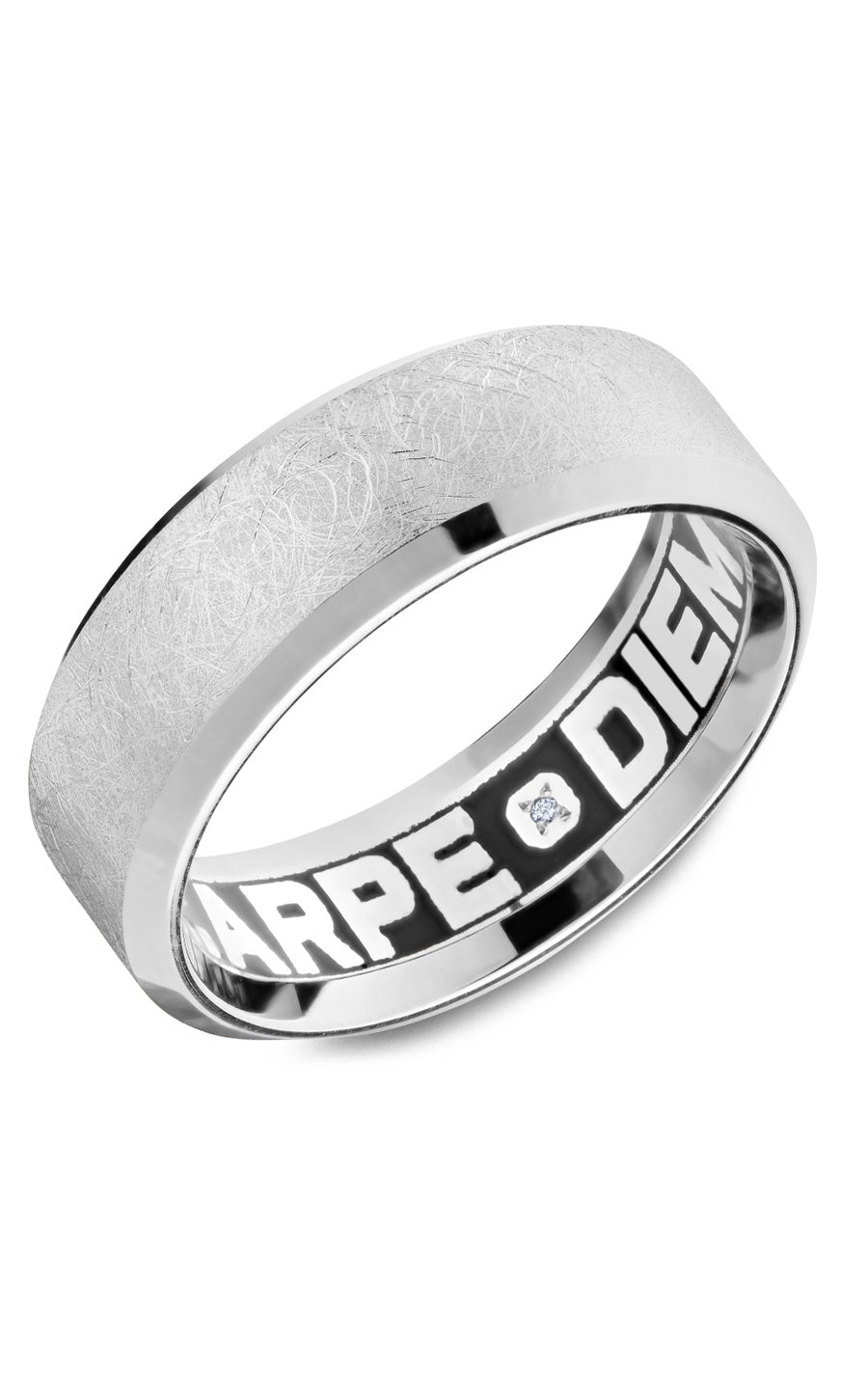 18K White Gold Gents Round Diamond Wedding Band