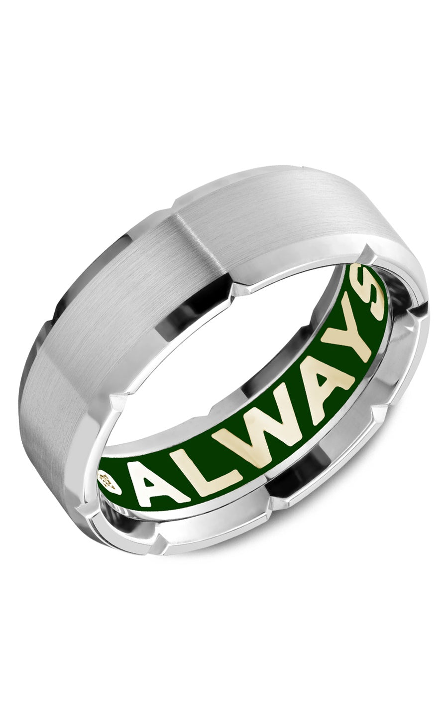18K White Gold Gents Round Diamond Wedding Band