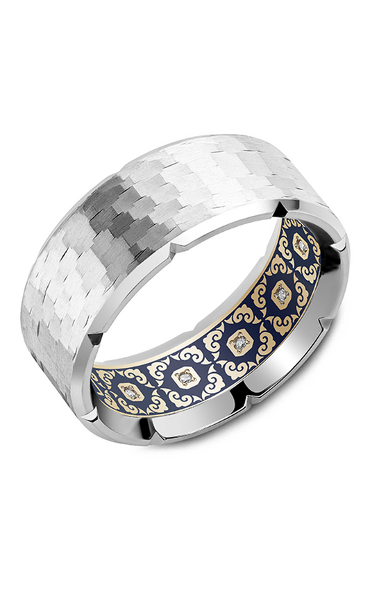 14K White Gold Gents Round Wedding Band