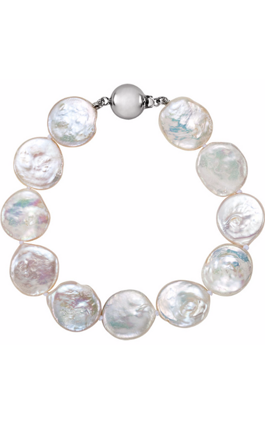 Stuller Pearl Bracelet 67194, Sterling Silver (925)
