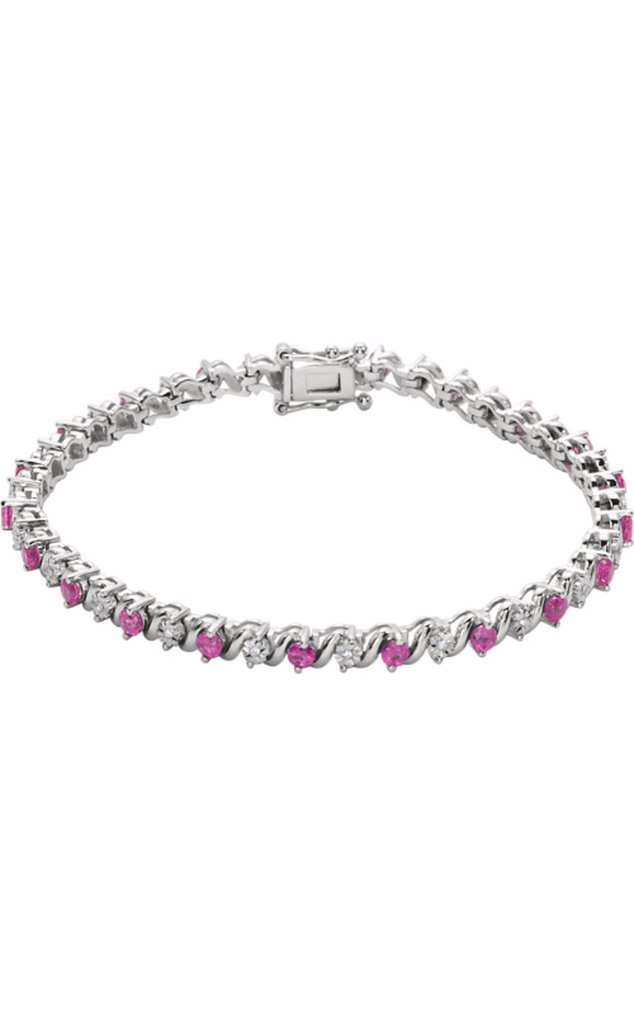 14K White Gold Gemstone Bracelet