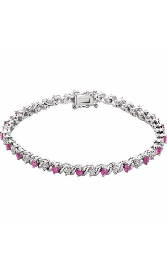 14K White Gold Gemstone Bracelet