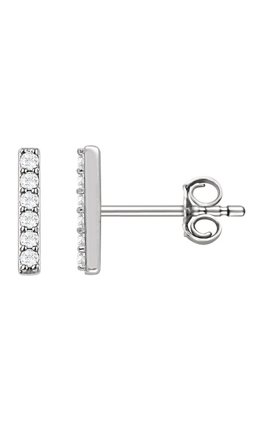 14K White 1/10 CTW Natural Diamond Bar Earrings