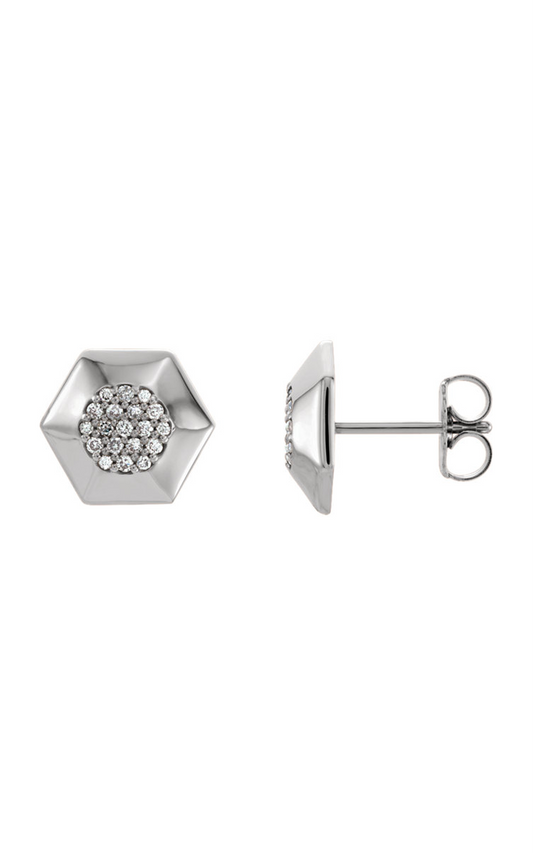 14K White 1/6 CTW Natural Diamond Geometric Earrings
