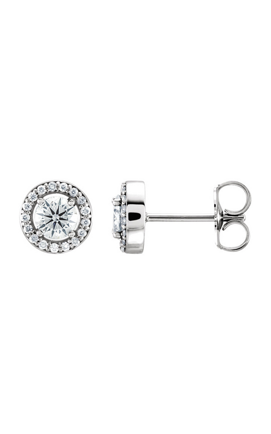 14K White 1/2 CTW Natural Diamond Halo-Style Earrings