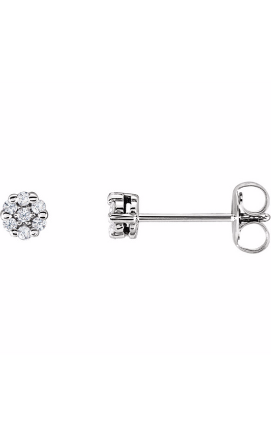 14K White 1/10 CTW Natural Diamond Cluster Earrings