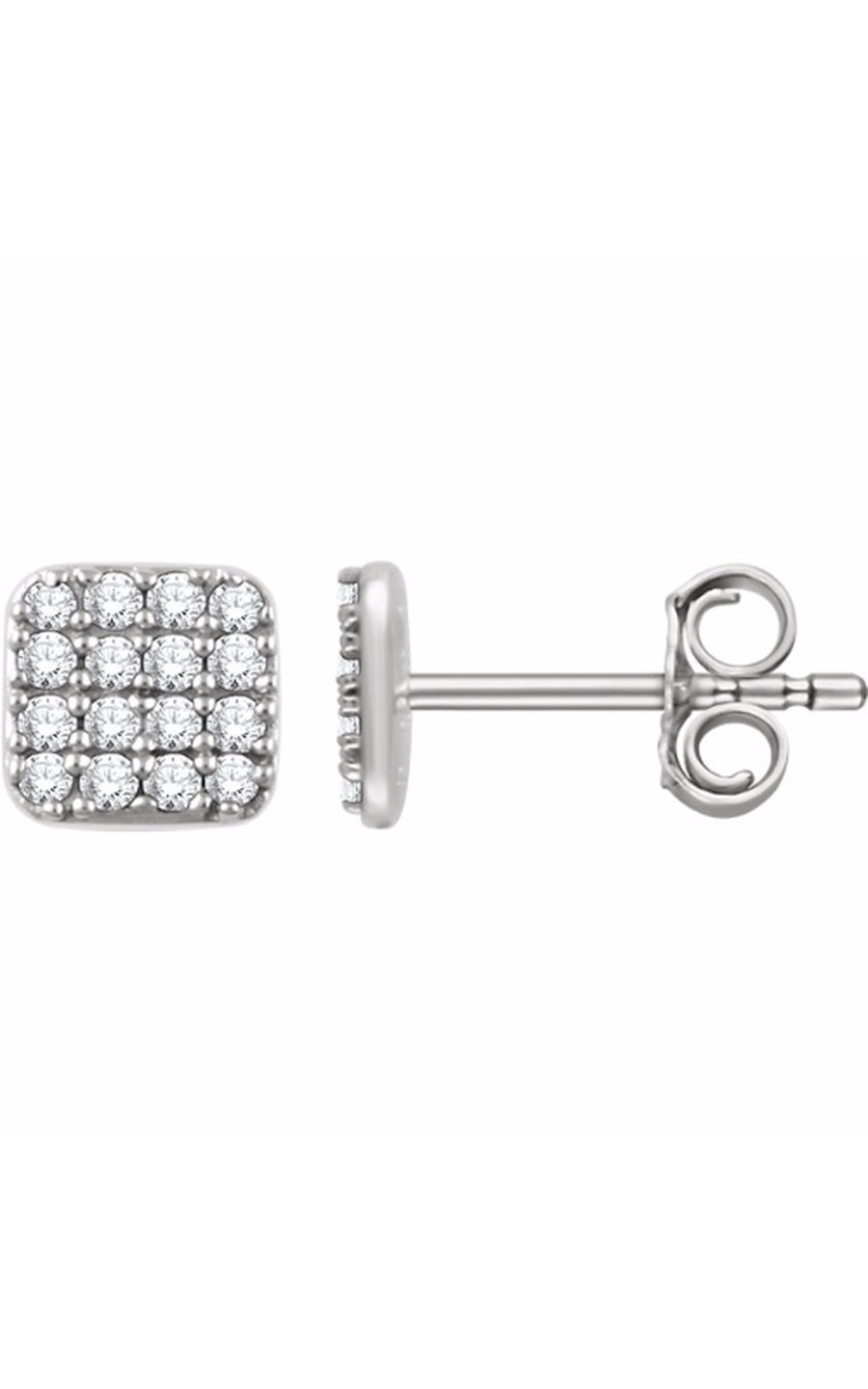 14K White Gold Diamond and Stud Earring