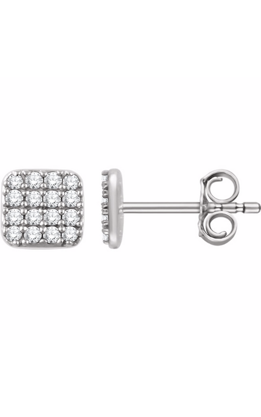 14K White Gold Diamond and Stud Earring