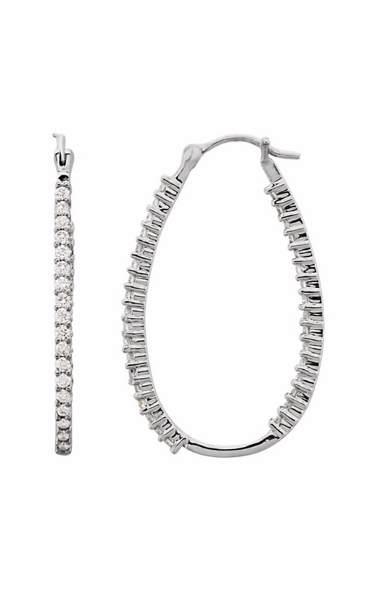 Platinum 1 CTW Natural Diamond Inside-Outside Hoop Earrings