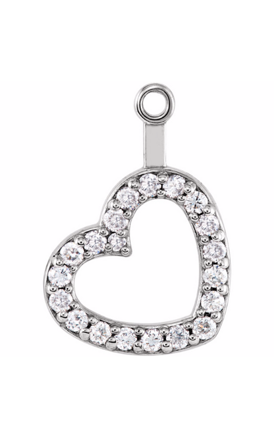 14K White 1/5 CTW Natural Diamond Heart Earring Jackets