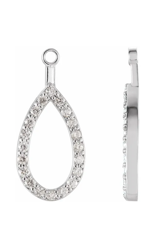 14K White 1/5 CTW Natural Diamond Teardrop Earring Jackets