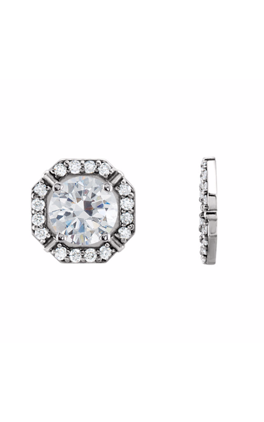 14K White Gold Diamond, Earring Component, and Stud Earring