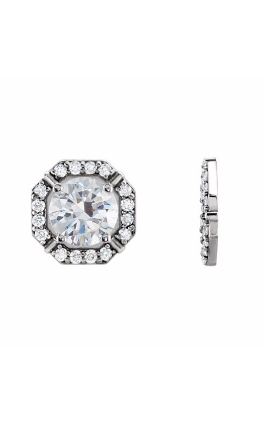 14K White Gold Diamond, Earring Component, and Stud Earring