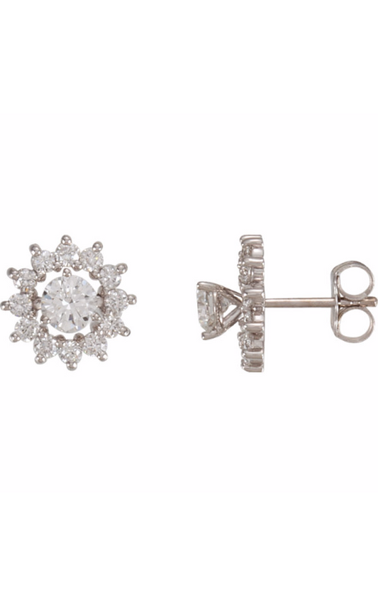 14K White Gold Diamond and Stud Earring