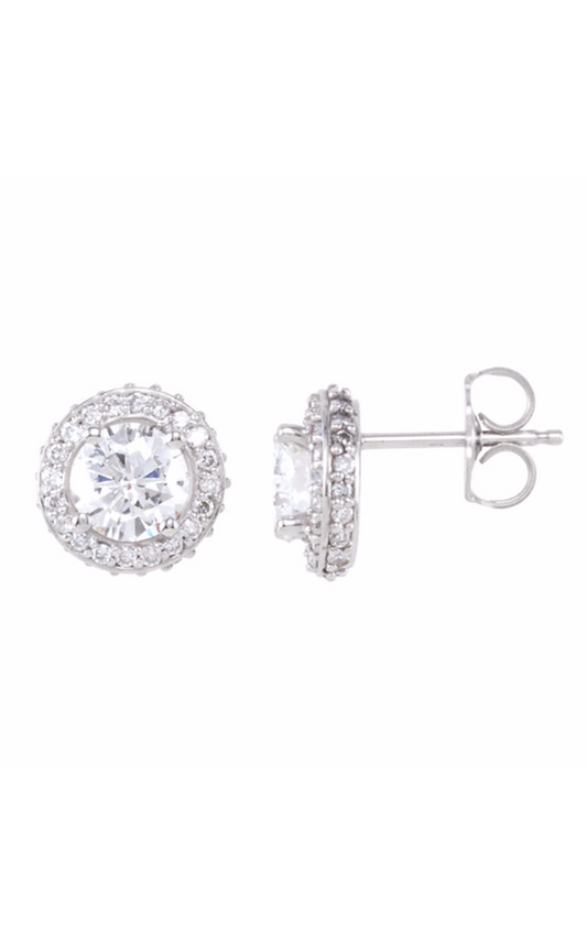 14K White Gold Diamond and Stud Earring