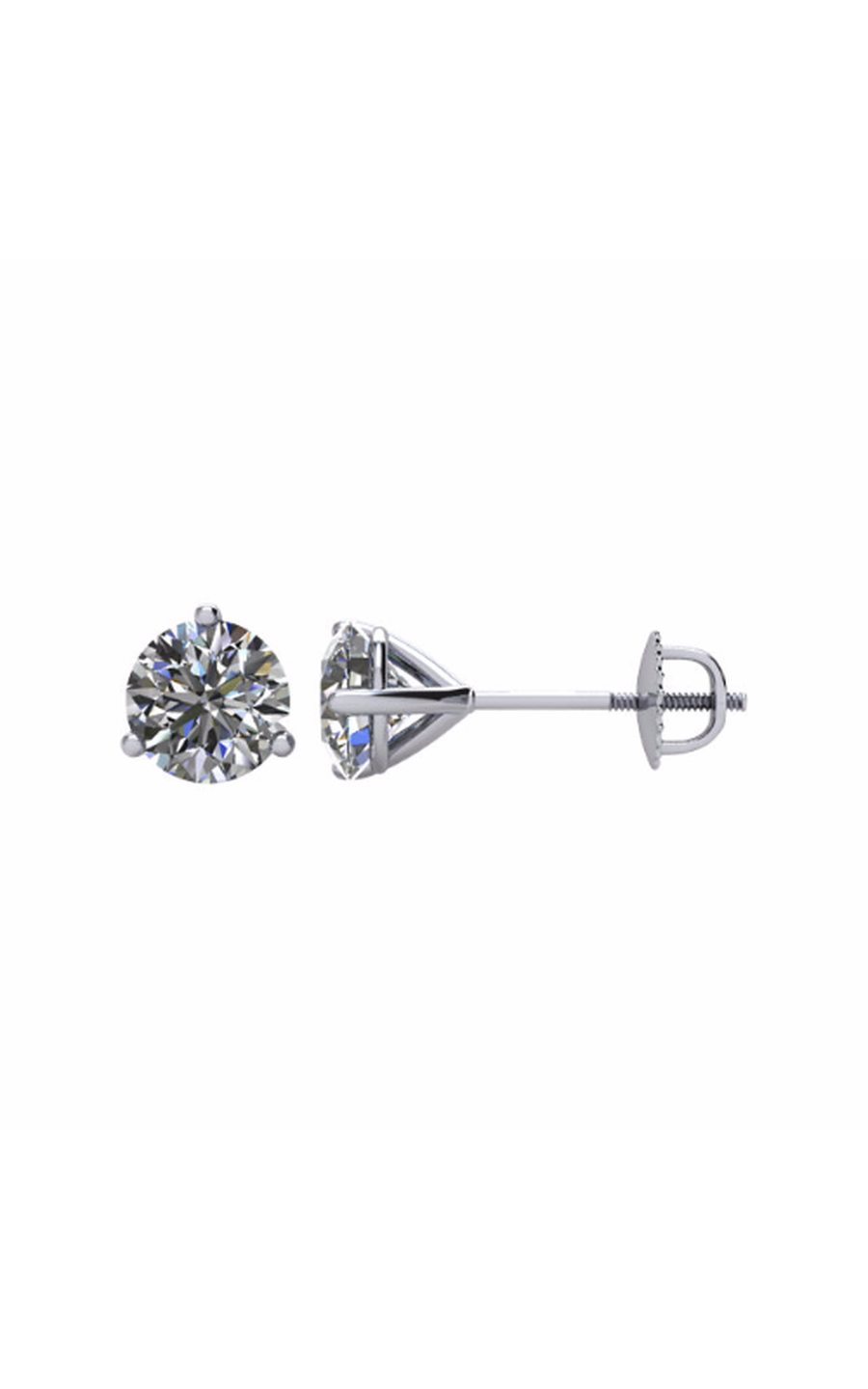 14K White Gold Diamond and Stud Earring
