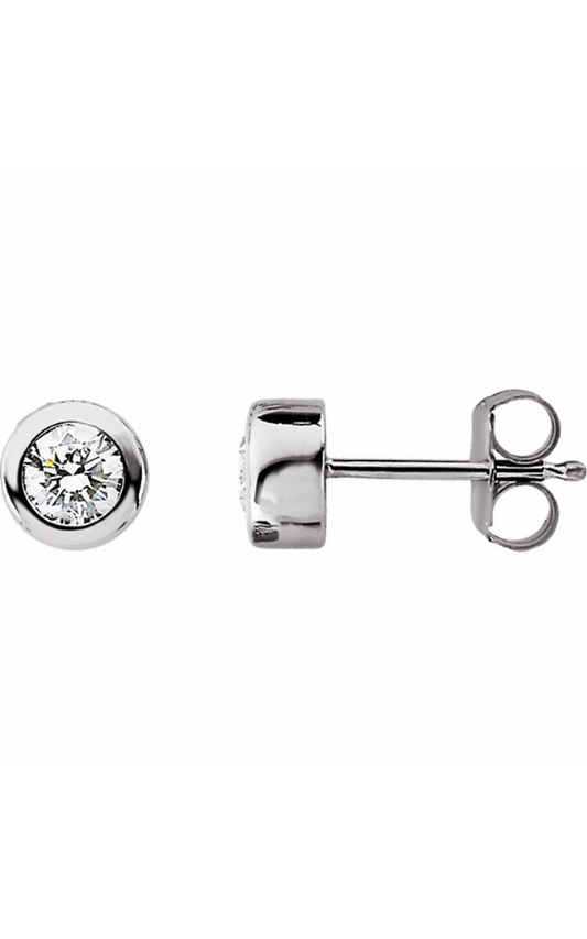 14K White Gold Diamond and Stud Earring