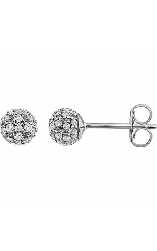 14K White Gold Diamond and Stud Earring