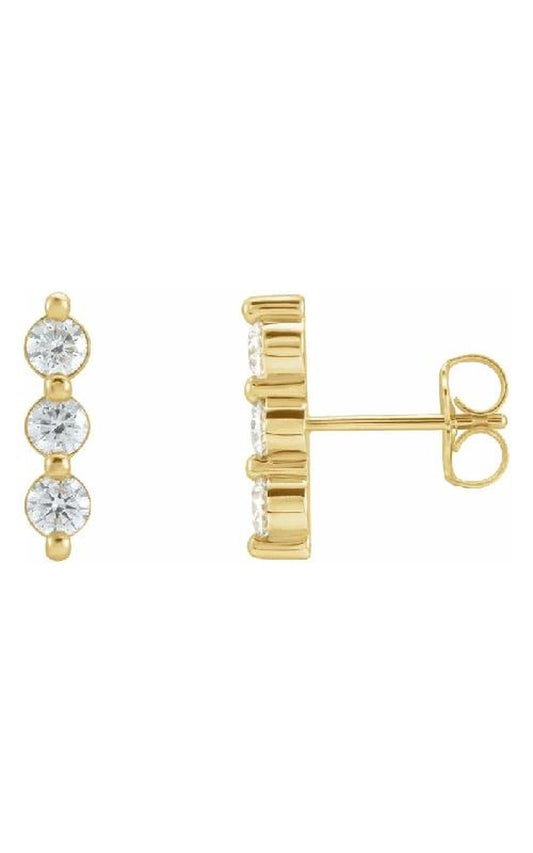 14K Yellow 1/2 CTW Natural Diamond Bar Earrings
