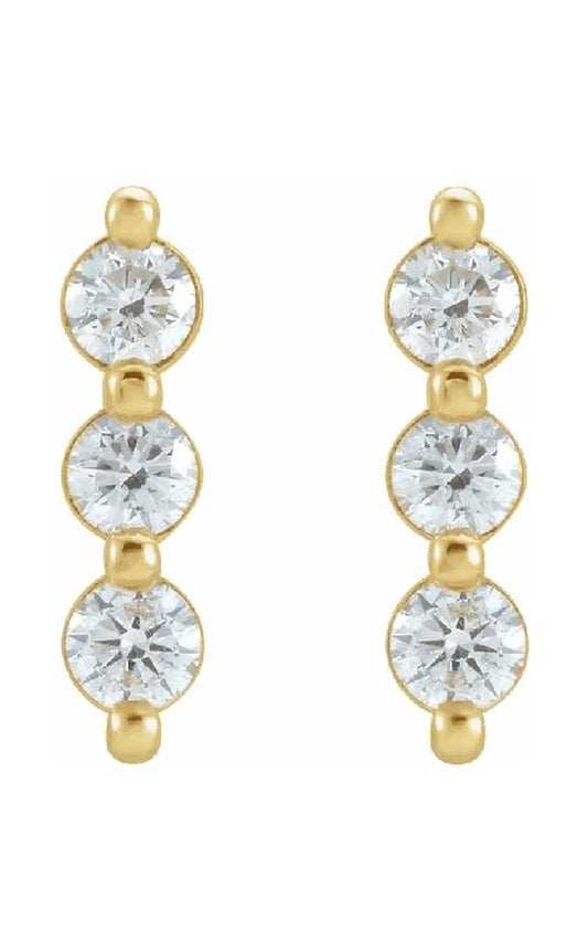 14K Yellow 1/2 CTW Natural Diamond Bar Earrings