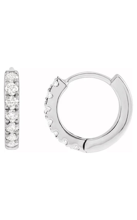 14K White 1/5 CTW Lab-Grown Diamond 10 mm Hoop Earrings