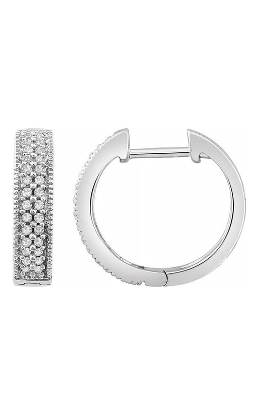 14K White 1/4 CTW Natural Diamond 15.5 mm Hoop Earrings