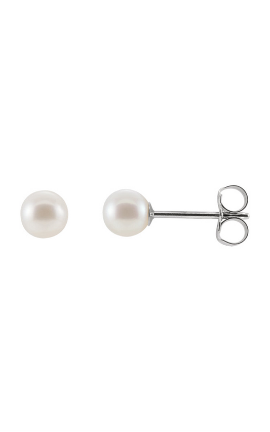 14K White Cultured White Freshwater Pearl Earrings