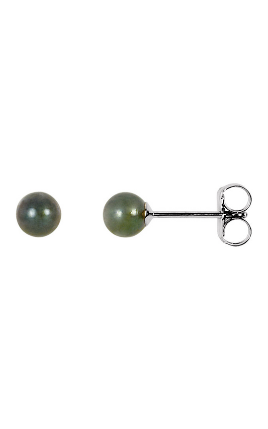 14K Yellow 4 mm Cultured Black Akoya Pearl Earrings