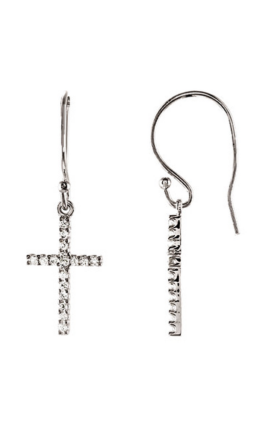 14K White Gold Diamond and Drop Earring