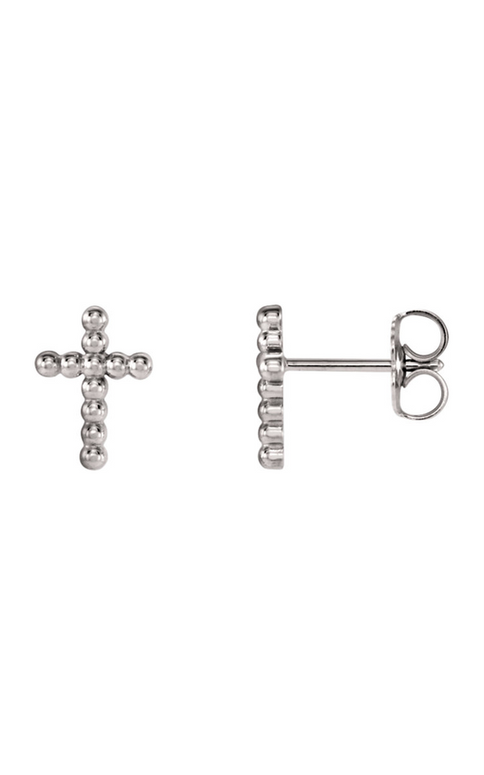 14K White Gold Religious and Symbolic Earrings
